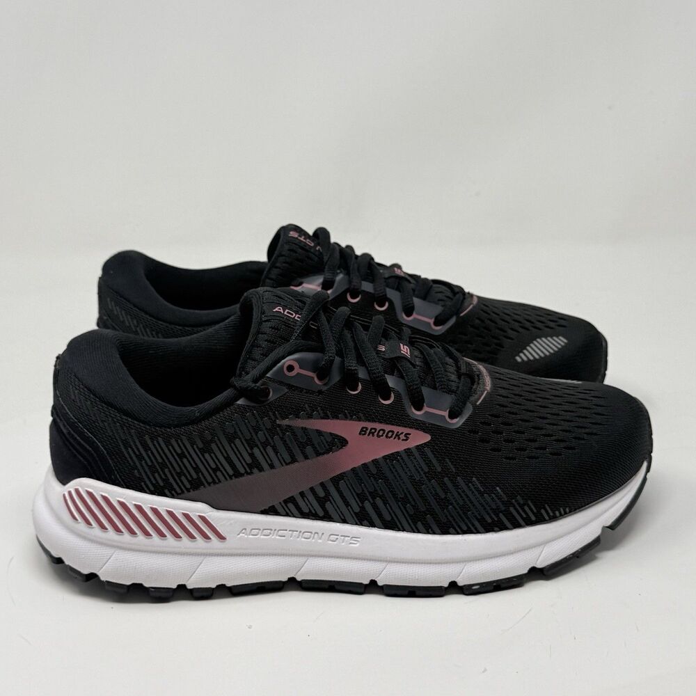 Brooks Addiction GTS 15 Shoes Womens 8 M Black Mesh Running Walking Sneakers